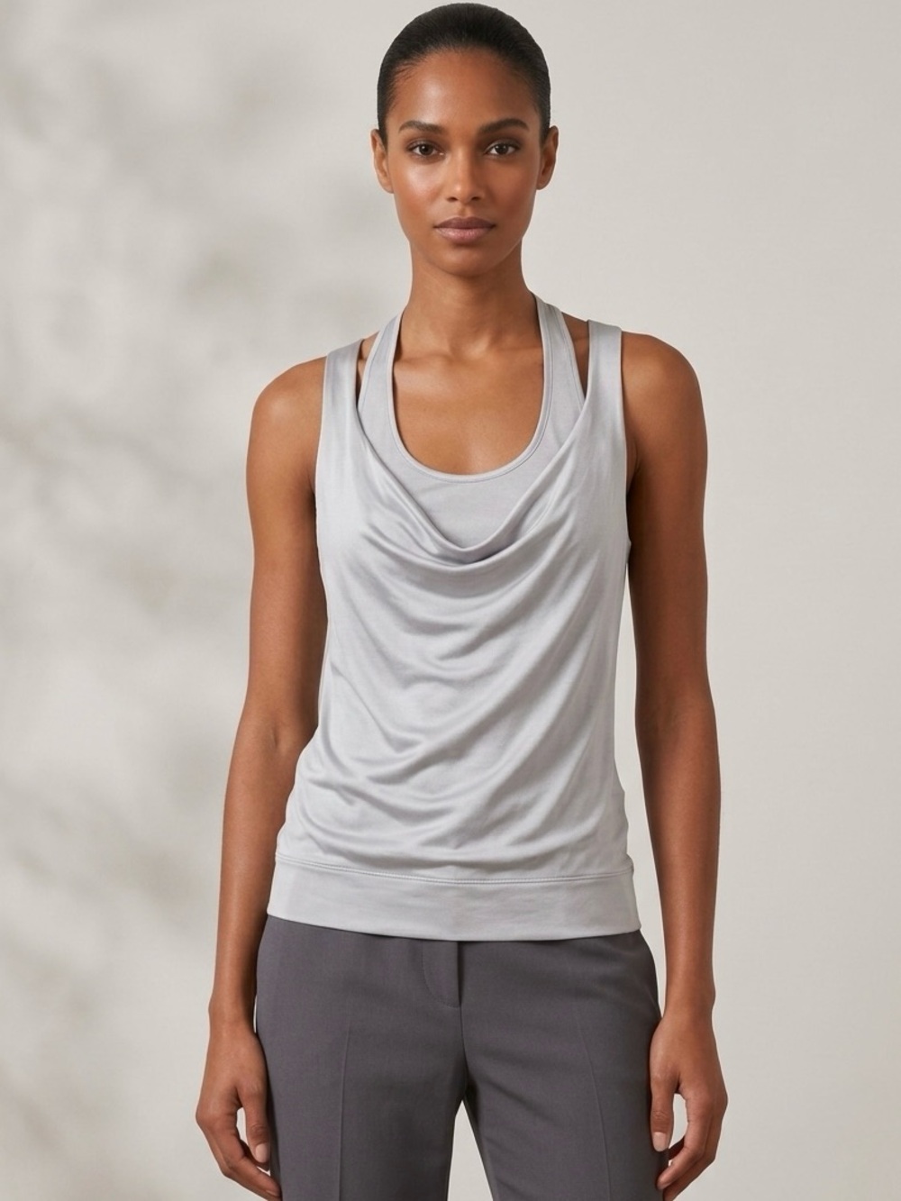 Giorgio Armani A/X Exchange Silk Blend Layed Sleeveless Top Ties Tank Minimalist